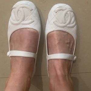 Chanel Mary Jane Leather Ligne Cambon CC Flats